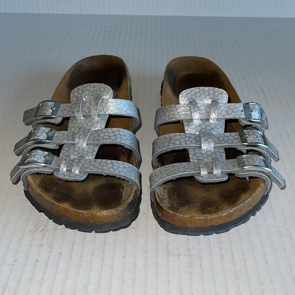 Birki By Birkenstock Silver Pebbled Xenia Sandals - Picture 3 of 8